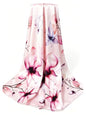 100% Mulberry Silk Oversized Women’s Sun-Shielding Shawl Formal Evening Neckwear Featherlight Airy - color: N24-lilac Bloom Scarf（69" X 21"inch）