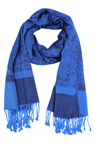 PASKMLNA Paisley Jacquard Pashmina Shawl Wrap Scarf Stole - color: Royal Navy