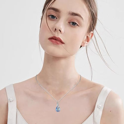 JUSTKIDSTOY Moonstone Urn Necklace for Ashes Sterling Silver Daisy/Rose/Tree Teardrop Pendant Necklace Cremation Jewelry Keepsake Memorial Gifts for Mother Grandma w/Funnel Filler - style: Lotus