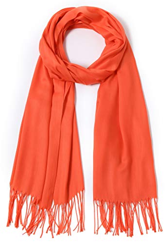 Cindy & Wendy Pashmina Shawls and Wraps Scarf for Women Soft Large Winter Shawl for Evening Dress Wedding Party - color: Coral