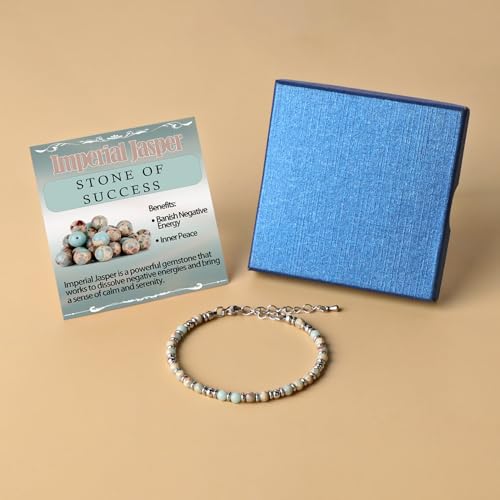 LPBeads Beaded Bracelets for Women Energy Gemstone Charm Jewelry Adjustable Bracelet Gifts for Mom, Daughter, Wife, Friends, Bestie - color: Imperial Jasper