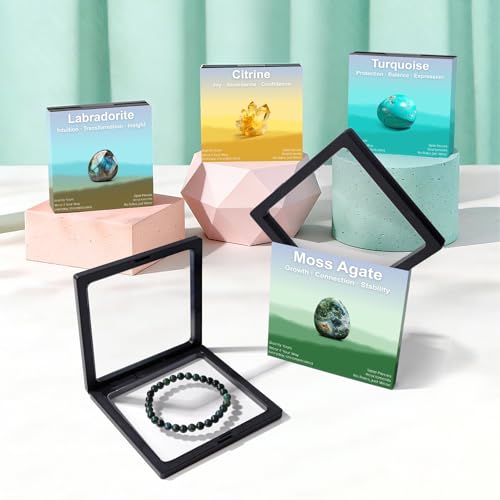 Handmade Natural Gemstone Stretch Elastic Bracelet,PE Film Anti-oxidation Packaging Natural Stone Crystal Healing Power Energy Gifts for Unisex Adult 4mm 6mm 8mm - color: Moss Agate, size: 6mm