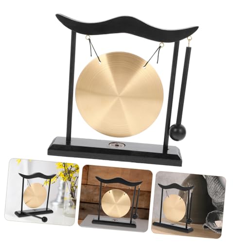 Toddmomy Fengshui Desktop Copper Gong Zen Decorative Centerpiece for Living Room Table Elegant Asian Ornament for Meditation and Calming Atmosphere Unique Home Office Decor