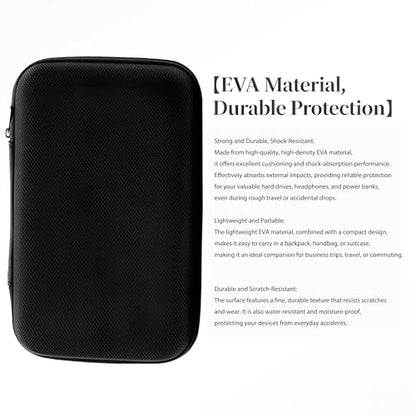 U-KIME Electronics Organizer Bag Multi-functional EVA Storage Case for Headphones, Cables, Hard Drives, Tools, Flash Drive, Power Bank, Travel Accessories(Black)