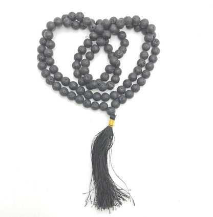 GEMSCITE Japa Mala 108 Prayer Beads Perfect for Meditation Spiritual Mala Necklace & Wrist Mala Bracelet - color: Lava, size: Without Knots
