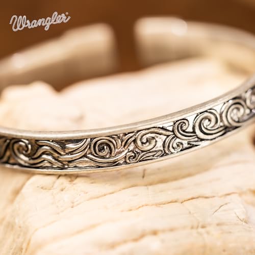 Montana West Wrangler Cuff Bracelet for Women Western Turquoise Adjustable Open Bangle Silver Plated Carved Floral Cowgirl Country Jewelry - color: Silver-Turquoise
