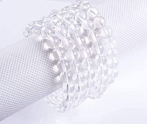 Angelstones Handmade Natural Healing Gemstone 8mm Round Beads Stretch Crystal Bracelet 7 Inch Unisex - color: Clear Quartz