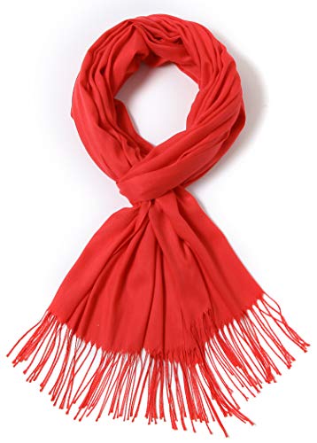 Cindy & Wendy Pashmina Shawls and Wraps Scarf for Women Soft Large Winter Shawl for Evening Dress Wedding Party - color: Red