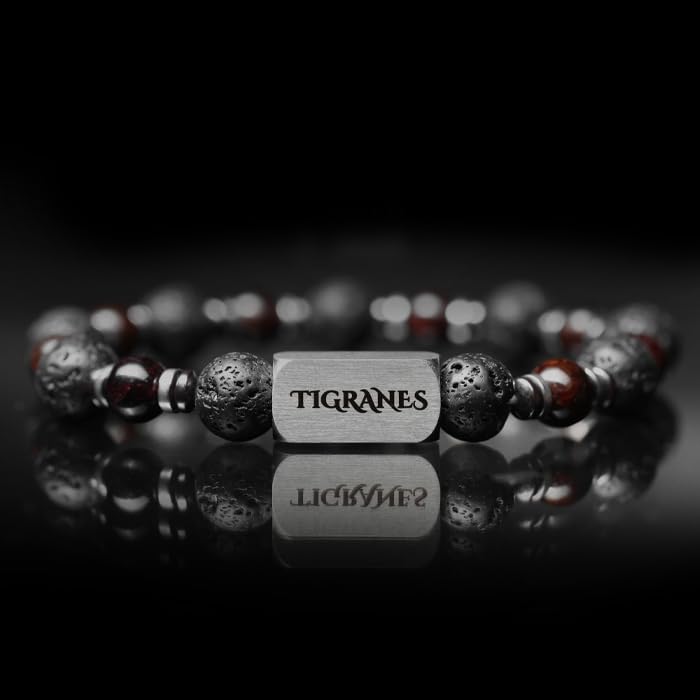 Tigranes Premium Natural Stone Bracelet Collection – Handmade Gemstone Jewelry in Luxury Branded Gift Box - style: Red Garnet