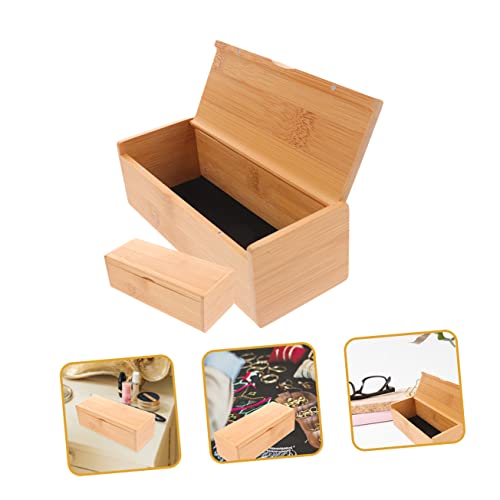 ABOOFAN 2pcs Bamboo Keepsake Storage Box with Lid Versatile Organizer for Jewelry Eyeglasses Crafts Sturdy Retro Design for Practical Use
