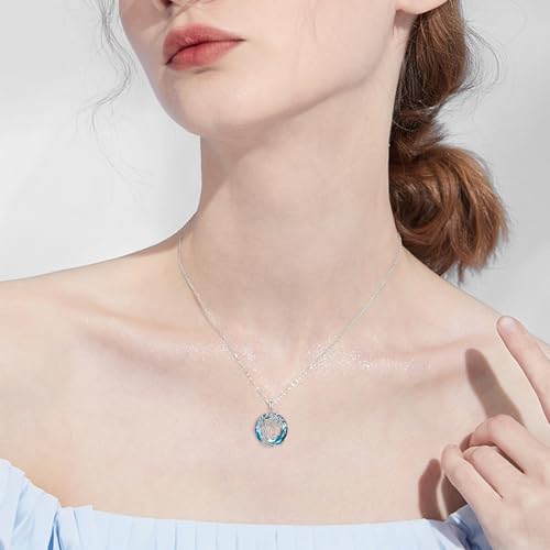 TOUPOP Gifts for Women Tree of Life Initial Necklace 925 Sterling Silver Letter Pendant with Blue Crystal Birthday Jewelry Gifts for Women Her Mom Wife Daughter - color: Tree of Life Q Initial
