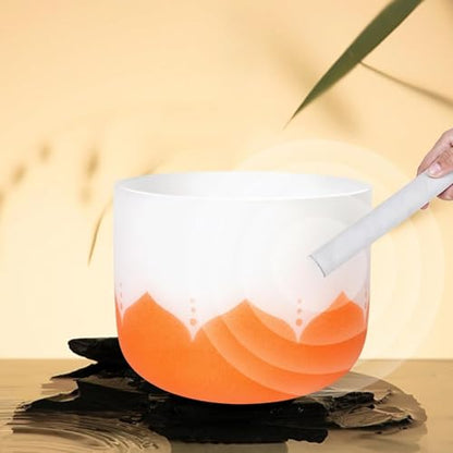 Set of 7 size 6-12 inch Lotus Design Chakra Tuned 432hz Quartz Crystal Singing Bowls with Heavy Duty Carrying Cases and Singing Bowl Mallet Suede Strikers WF - color: Set of 7, Lotus