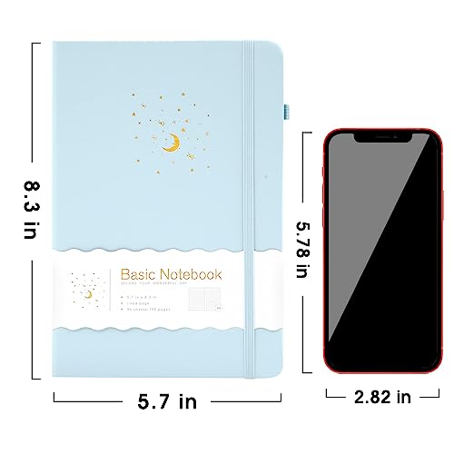 CAGIE Lined Journal Notebook for Work, 196 Pages, Medium 5.7" x 8.3", Hardcover Notebook Journal with Pen Loop, (Sky Blue Ruled), Gifts - color: 02 Sky Blue