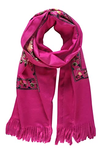 Urban CoCo Women's Embroidered Tassel Long Shawl Oversize Scarf Wraps for Women - color: #1-rose