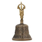 Purpledip Spiritual Buddhist Tibetan Brass Bell with Dorje Handle For Self Healing Meditation Prayer and Yoga, Religious Gift (10680)