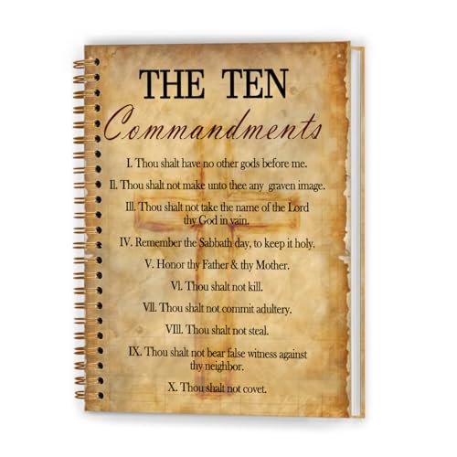 Vintage the Ten Commandments Christian Notebook, Bible Verse Journal, Prayer Journal for Woman, Church Notes Notebook, Religious Scripture Hardcover Spiral Notebooks, 5.5x8.3 Inch - color: Color_15