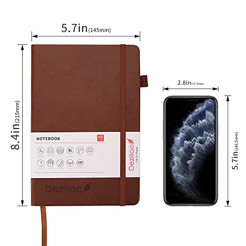 Lined Journal Notebooks with Pen Loop, Hardcover Notebook Journal for Work, 100Gsm Premium Thick Paper with Inner Pocket, Medium 5.7"x8.4", （Brown, Ruled） - color: Brown
