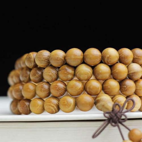 Zen Dear Natural Golden Sandalwood Mexican Bocote Mala Prayer Bead Bracelet Link Wrist Necklace Mala Beads - style: 6mm 108 beads