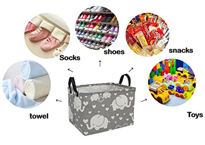 Storage Basket Home Shelf Basket Kids Organizer Box Clothes Laundry Hamper Nursery Bin Gift Laundry Basket with Handles for Home (love elephant) - color: Love elephant
