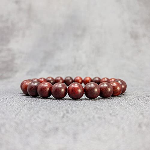 Sandalwood Bracelet for Women Men Buddhist Prayer Strand Chandan Bracelet Handmade Stretchable Elastic Sandalwood Beaded Wristbands for Yoga Meditation - style: Red Sandalwood 8mm