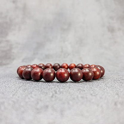 Sandalwood Bracelet for Women Men Buddhist Prayer Strand Chandan Bracelet Handmade Stretchable Elastic Sandalwood Beaded Wristbands for Yoga Meditation - style: Red Sandalwood 8mm
