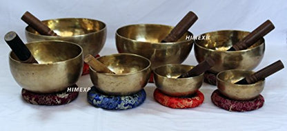 Tibetan old Antique Himalayan 7 Metal Singing Bowls Chakra set