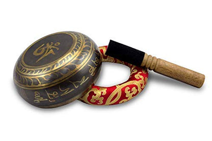 Tibetan Singing Bowl Set with Mallet & Cushion- Meditation Sound Bowl for Chakra Healing, Yoga, Zen Garden(4inch)