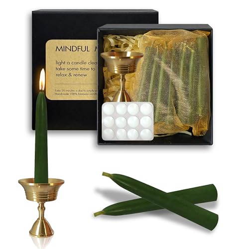 20 Minute Meditation Candles, Unscented Taper Candles, Drip-Free Mini Taper Candles, Shabbos Candles - color: Olive Green, size: 30 Pack