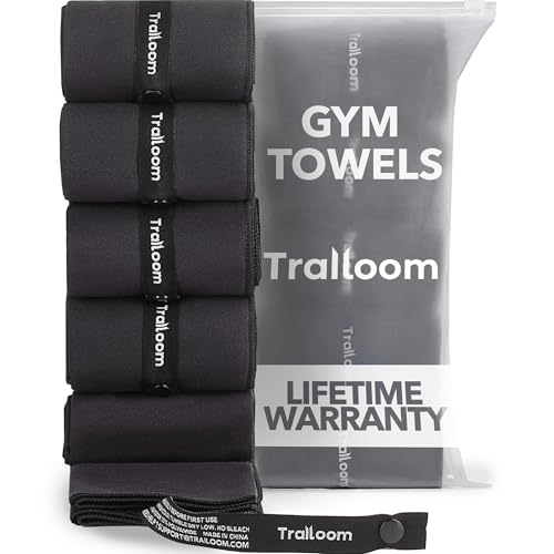 Microfiber Workout Towels - Quick Dry, Highly Absorbing, Odor-Free, for Men & Women - Gym Sweat Sports Towel for Hot Yoga, Tennis, Running, Exercise, Working Out, Camping, Set of 5 Black
