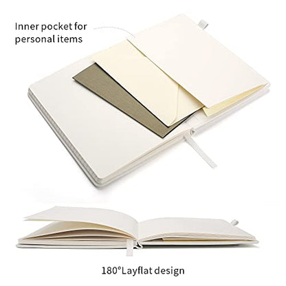 Lined Journal Notebooks with Pen Loop, Hardcover Notebook Journal for Work, 100Gsm Premium Thick Paper with Inner Pocket, Medium 5.7"x8.4", （White, Ruled） - color: White