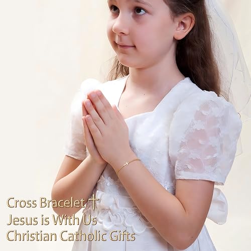 3mm Diamond Classic Tennis Bracelet for Women Dainty, Gold Jesus Cross Bracelets Trendy, 14K Gold Plated Heart/Evil Eye/Pearl/Starfish & Seashell Charm Bracelets for Women Bulk - style: Gold Plated Cross