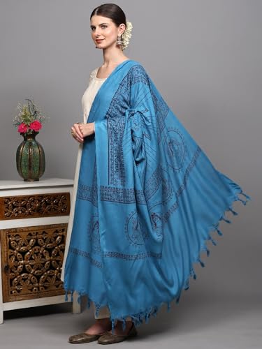 Exotic India Women's Polycotton Prayer Shawl with Printed Om Namah Shivai and Lord Shiva for Pooja Mandir Wrap Stole, Scarves