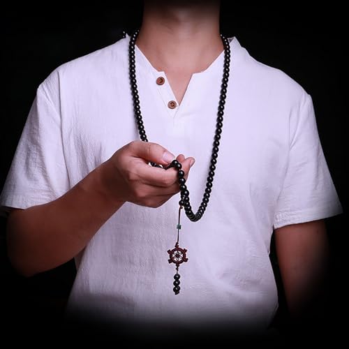 Natural Black Sandalwood 108 Mala Bracelet for Men Buddha Beads Necklace Ebony Prayer Beads Bracelet - style: 10mm Black Sandalwood - 41 inches