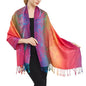 Rave Pashmina Scarf, Fashion Colorful Shawls and Wraps Soft Festival Scarves - color: C-fuchsia (Flower Pattern)