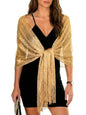 Sumolux Shawls Wraps for Evening Dresses Metallic Glitter Shawls Scarf for Women Sparkling Wedding with Free Buckle - color: Golden