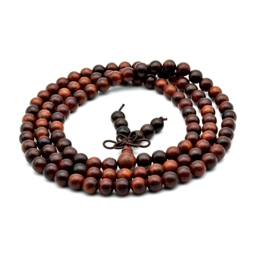 Zen Dear Unisex Natural Rosewood Prayer Beads Buddha Buddhist Prayer Meditation Mala Necklace Bracelet - style: 6mm 108 beads