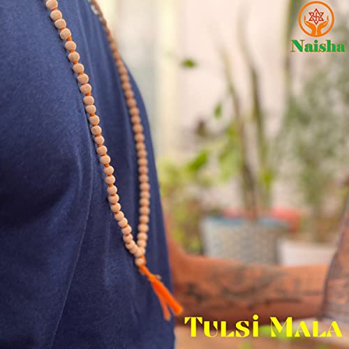NAISHA Original Gaumukhi Japa Mala Bag Bead Mala/Necklace,Handmade Religious Japa/Meditation Mala/Vashikaran Attraction and Devi Siddhi 108 beads - color: Basil Mala + Bag, style: Basil Mala + Bag