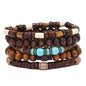 Wooden Beads Stretch Bracelet Multi-Layered Stretch Bracelet for Women Men Elastic Bracelet 5pcs - color: A-02