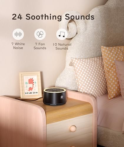 Dreamegg White Noise Machine - Sound Machine for Adult Baby Kid, Noise Machine for Sleeping with 24 Calming Sound, Ambient Nightlight, Continuous or Timer, Loud Sleep Machine for Home Nursery Office - size: Palm-sized (Standard)
