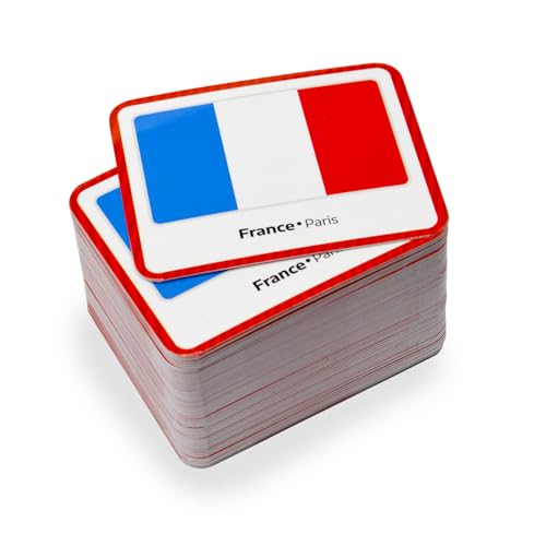 Menique Flags of Europe Memory Matching Game – 100 Cards (50 Pairs) with Flag, Country & Capital – Educational Geography Game for Kids and Adults - style: Flags of Europe