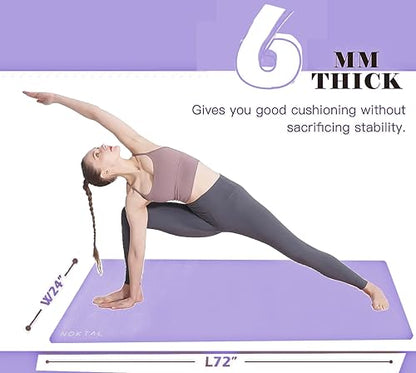NOKTAL - Pilates Yoga Mat - ECO Friendly - High Density 6MM EXTRA THICK Yoga Mat - Non Slip - Workout Mat for Yoga, Pilates,Meditation and Floor Exercises