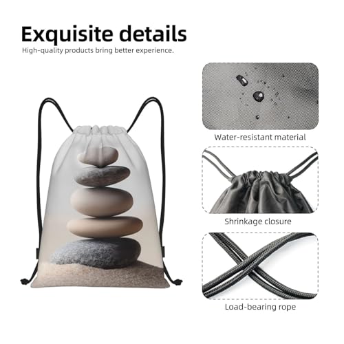 Meditation Stone Drawstring Backpack, Lightweight And Suitable For Fitness, Sports,With Shoulder Straps - size: Medium