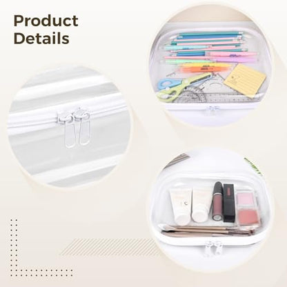 Cases with Zippers of Three Dimensions for Travel and Storage, 3 Pieces Clear Firm Shell Zippered Bags, Clear Sturdy Casing with Double Zipper