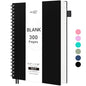 RETTACY Blank Journal Notebook, 300 Pages, A4 Large Size (8.2'' x 11.2''), 120 GSM Thick Paper, Flexible Plastic Cover, Spiral-bound, for Sketching, Drawing, Painting (Black) - color: Black