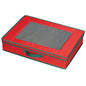 Household Essentials 545RED 545 Holiday Vision Storage Box with Lid and Handles | Tabletop Linen Storage Set | Red Canvas with Green Trim