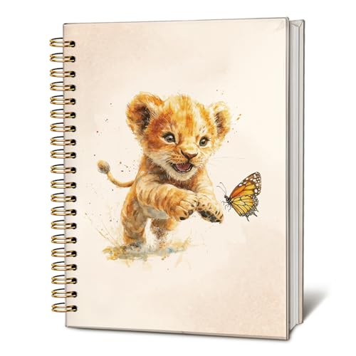 LIANGW Cute Tiger Butterfly Spiral Notebook Journal, Wild Felines Animal Journal for Writing, Tiger Gifts for Women, School Office Stuff Supplies, 5.5x8.3 Inch - color: 01-Vintage Tiger