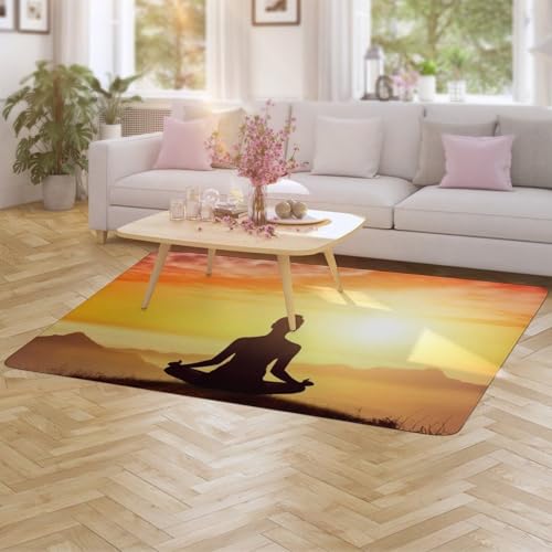 Yoga Meditation Area Rug Modern Room Stain Resistant Floor Carpet 40x60 in, Non Slip Non-Shedding Low Pile Floor Cover Mat for Living Room, Dining Room Machine Wash