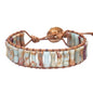 Plumiss Women Boho Handmade Natural Stone Crystal Leather Bead Wrap Bracelets Collection - style: Agalmatolite N