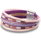 Fesciory Leather Wrap Bracelets for Women, Boho Leopard Multi-Layer Crystal Beads Cuff Bracelet Jewelry - color: Boho Braid(Pink)