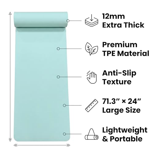 TPE Yoga Mat with Hanging Holes, Wall Mount Workout Mat, Shock Absorbent Fitness Pad for Home Gym, Pilates & Meditation - color: green